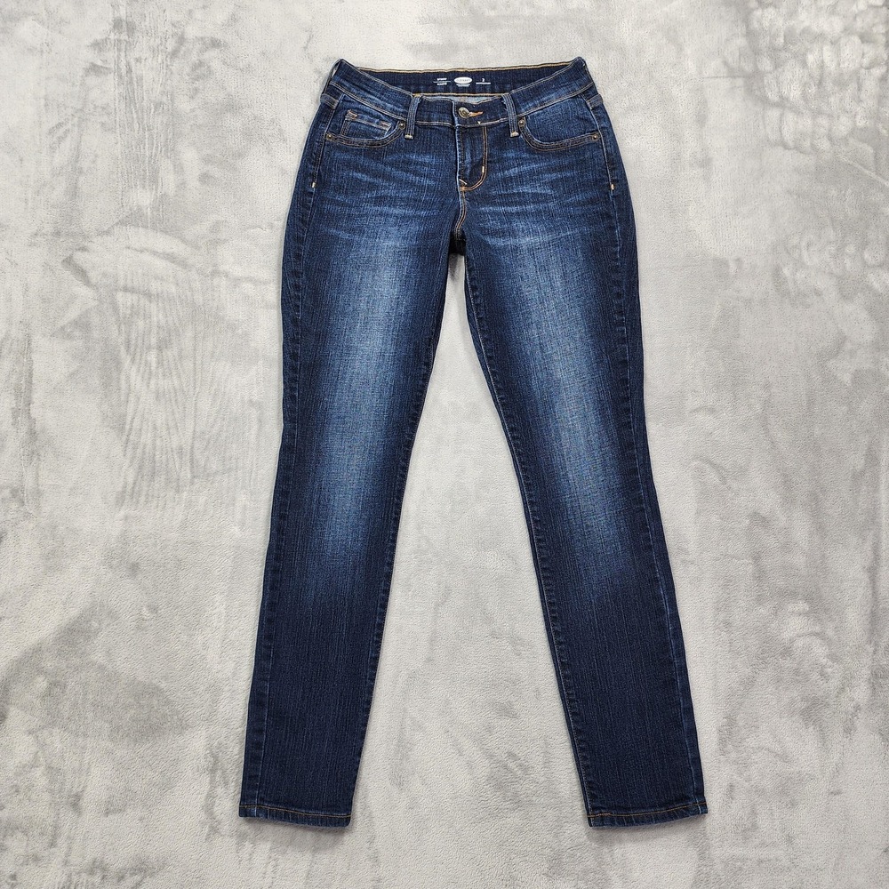 Old Navy Jeans Womens 2 SHORT Blue Mid Rise Skinny Slim Stretch Denim Casual